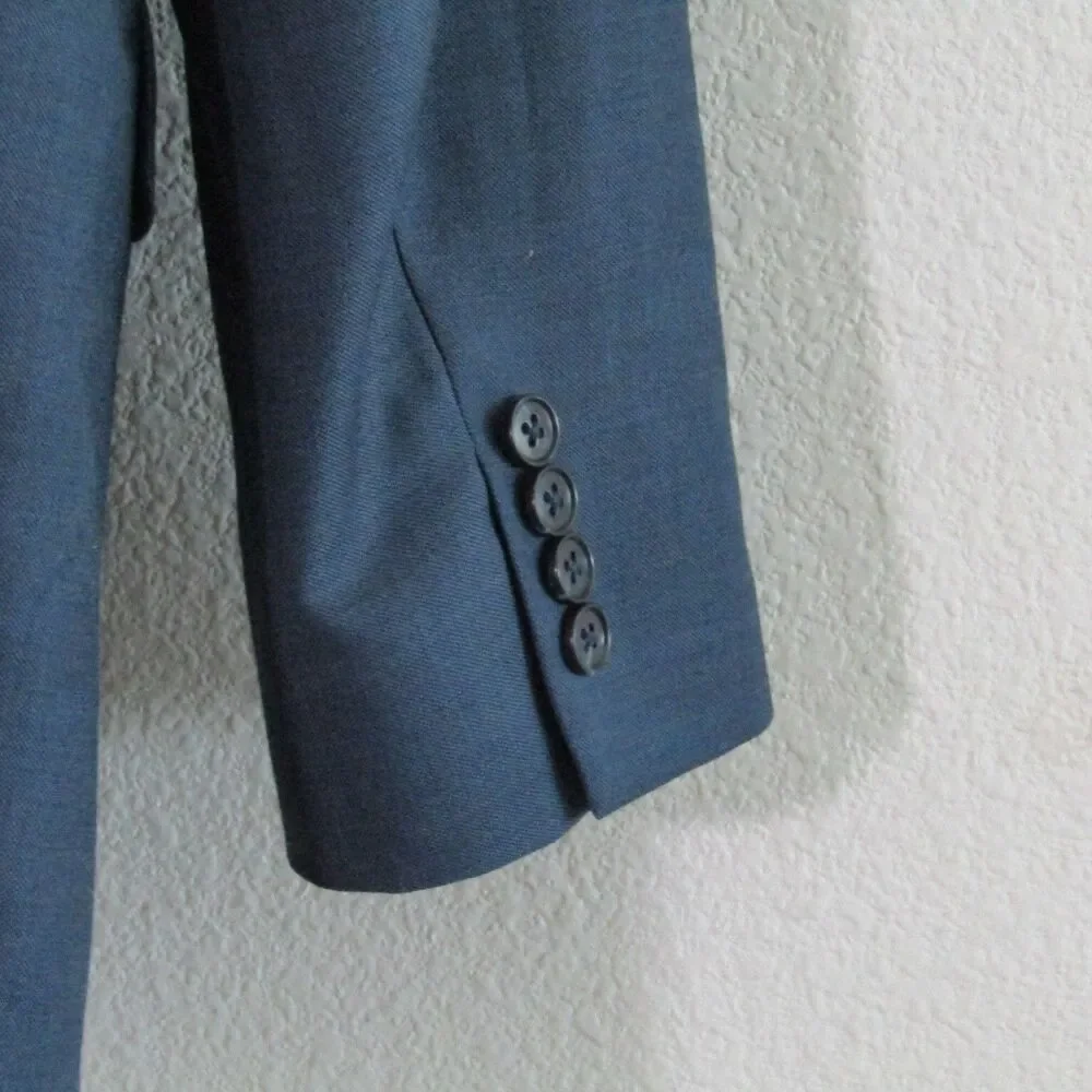 Jos A Bank Traveler Blazer Mens 44L Blue Slim Fit Wool Sports Coat Jacket Preppy